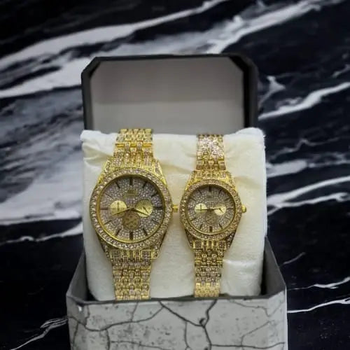 Beautiful Diamond Stone Couple Watch CVO Mart