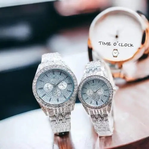 Diamonds Stone White Couple Watch CVO Mart