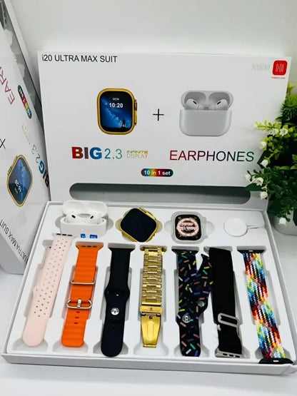 I20 Ultra Max Smart Watch | Airpods & 7 Straps In Box | 10 In 1 CVO Mart