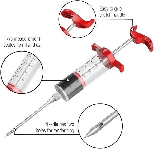 Meat Injector Roast Jus Seasoning Syringe Turkey Beef Marinated Meat Kitchen Tool CVO Mart