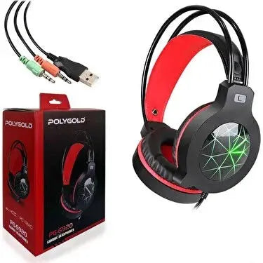 Polygold Usb Led Gaming Headset With Microphone | Computer Head Phone Pg-6920 CVO Mart