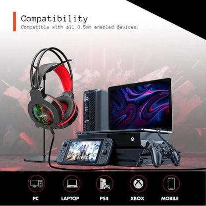 Polygold Usb Led Gaming Headset With Microphone | Computer Head Phone Pg-6920 CVO Mart