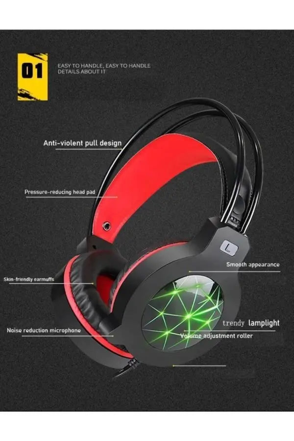 Polygold Usb Led Gaming Headset With Microphone | Computer Head Phone Pg-6920 CVO Mart